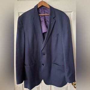 Ted Baker Textured Navy Blazer with Purple Lining